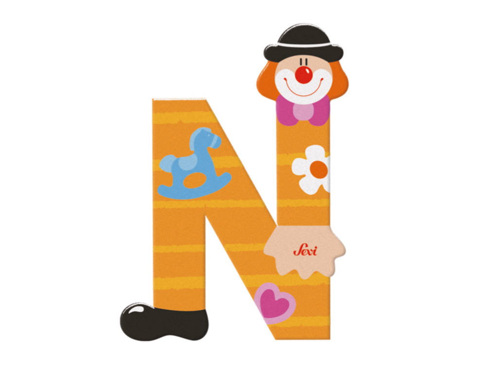 trudi-sevi-lettera-n-clown-letterina-in-legno-decorata image 1