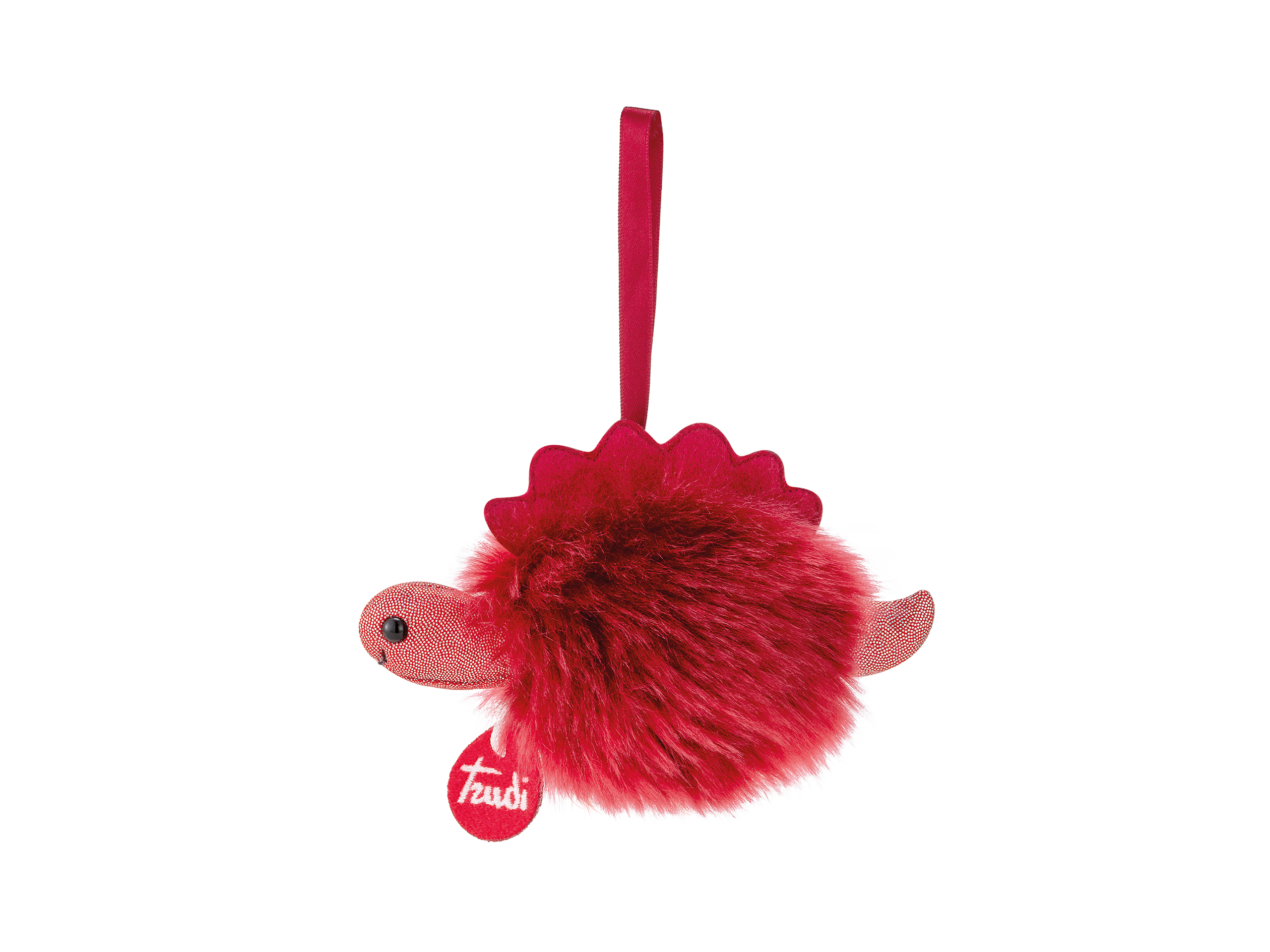 trudi-charm-pompon-dinosauro-bordeaux-glitter-portachiavi-peluche image 1