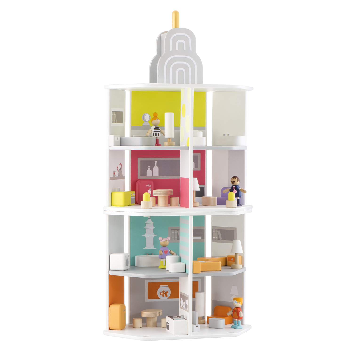 trudi-sevi-tower-casa-delle-bambole-34-pz-grattacielo-gioco-legno image 4