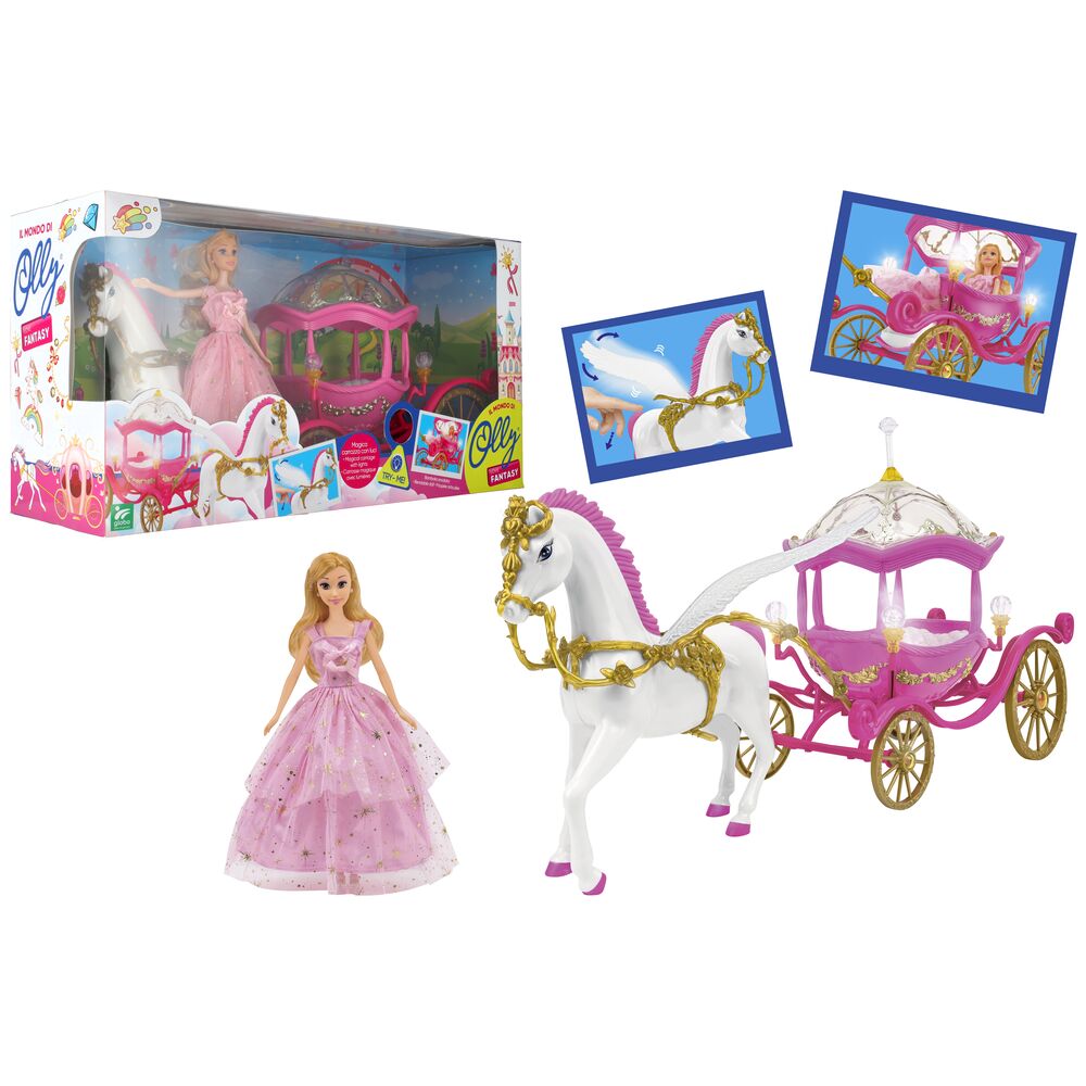 globo-giocattoli-bambola-fashion-principessa-con-carrozza-e-cavallo-con-luci image 1