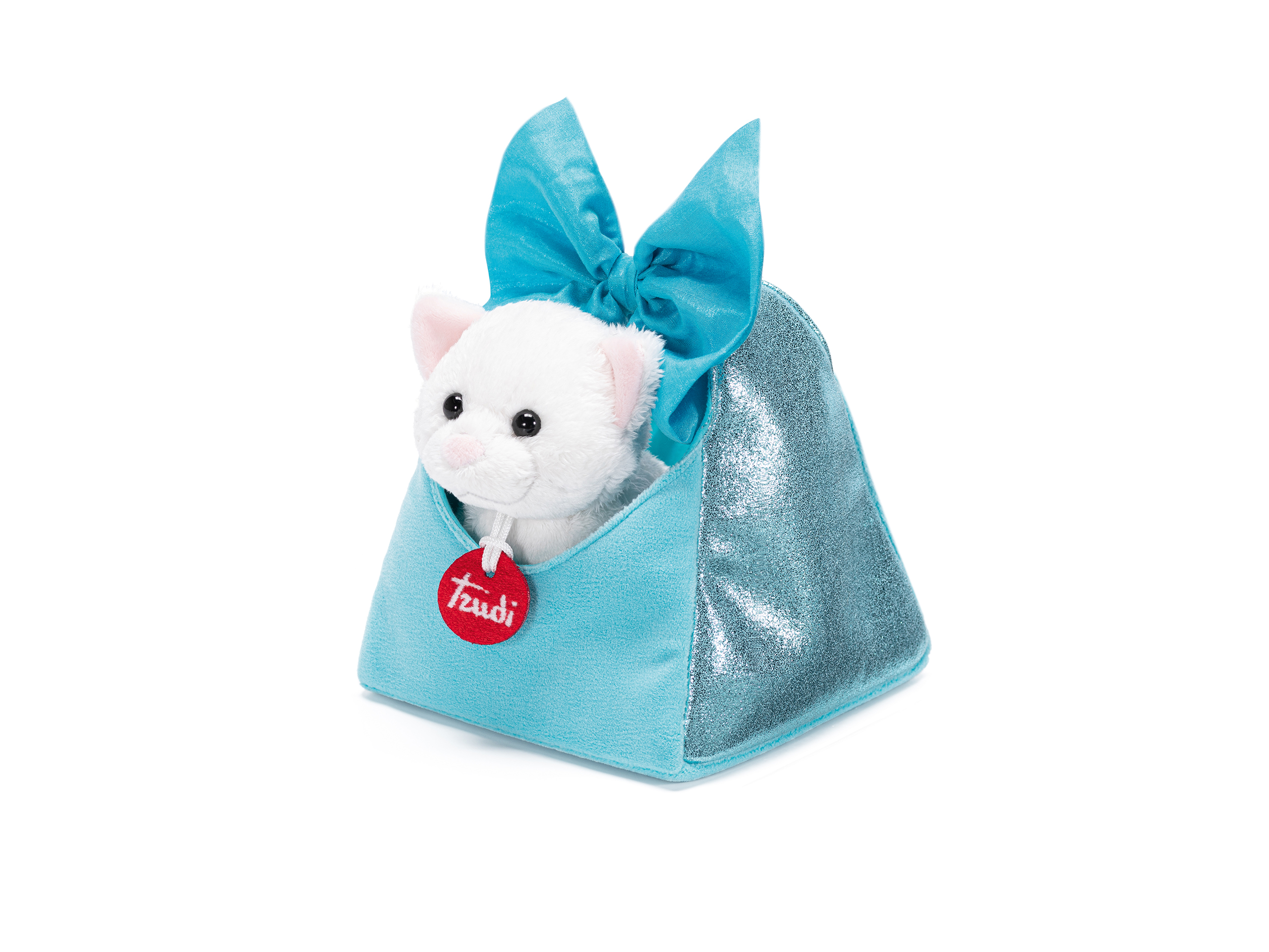 trudi-fashion-bags-gattino-borsa-con-fiocco-peluche-con-borsetta-azzurra image 1