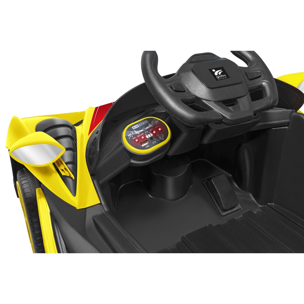 globo-giocattoli-auto-sportiva-12v-radiocomandata-gialla-con-batteria-al-litio image 2
