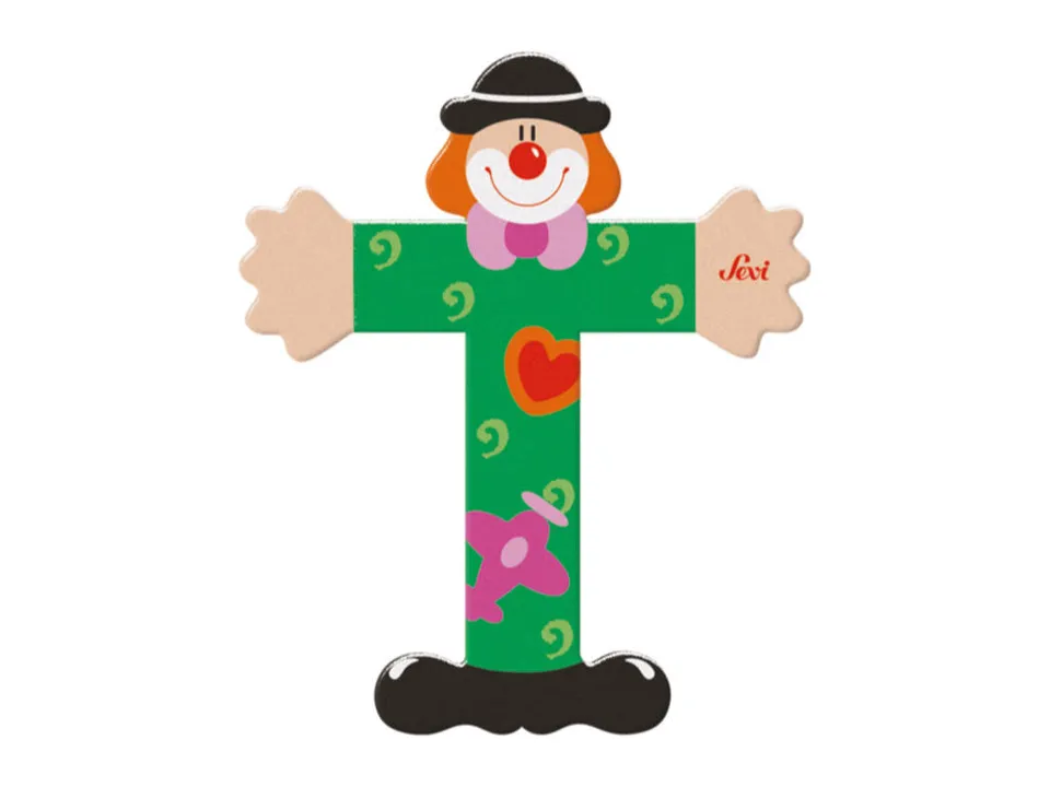 trudi-sevi-lettera-t-clown-in-legno-alfabeto image 1