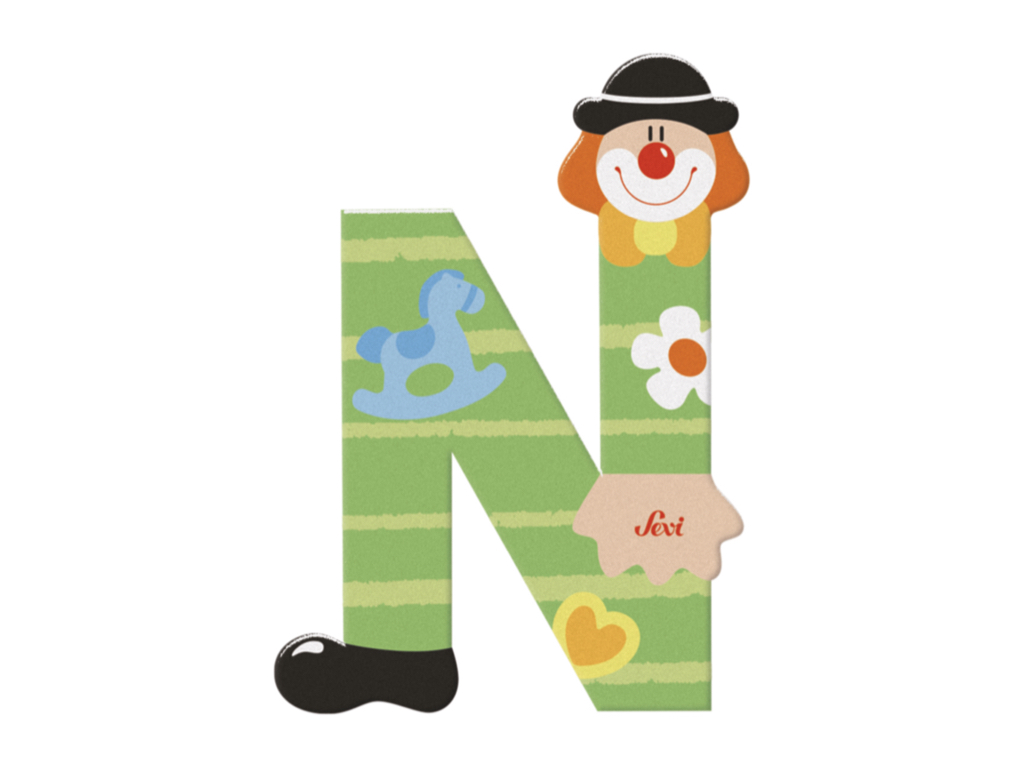 trudi-sevi-lettera-n-clown-letterina-in-legno-decorata image 2
