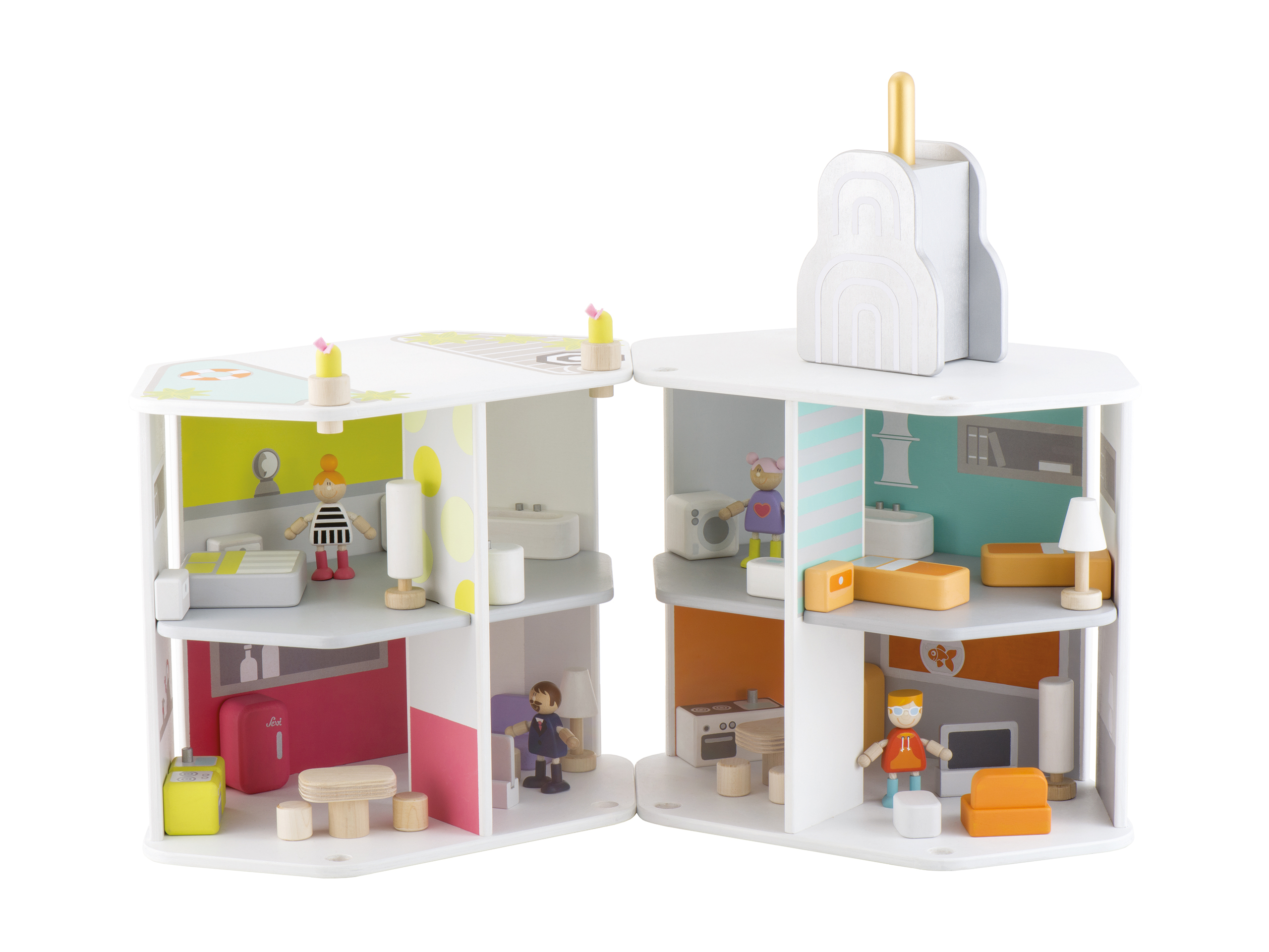 trudi-sevi-tower-casa-delle-bambole-34-pz-grattacielo-gioco-legno image 3