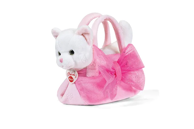 trudi-gatto-in-borsa-con-fiocco-fashion-pets-peluche image 1