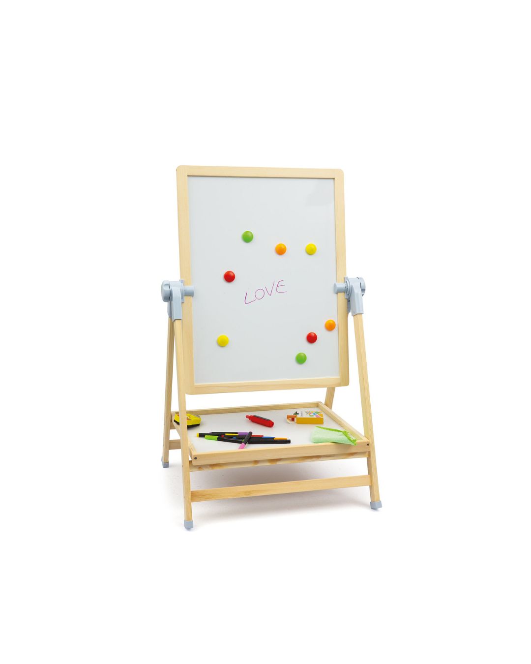 trudi-wood-eco-smart-lavagna-bifacciale-da-terra-con-10-magneti-e-12-gessetti image 1