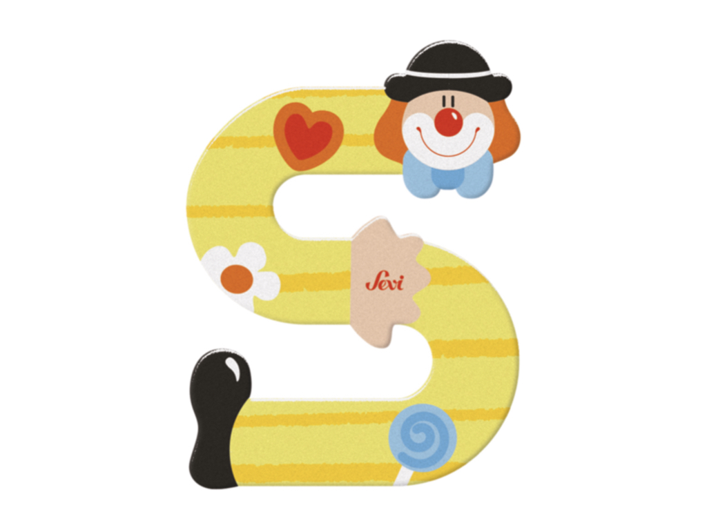 trudi-lettera-s-clown-letterina-in-legno-decorata image 2