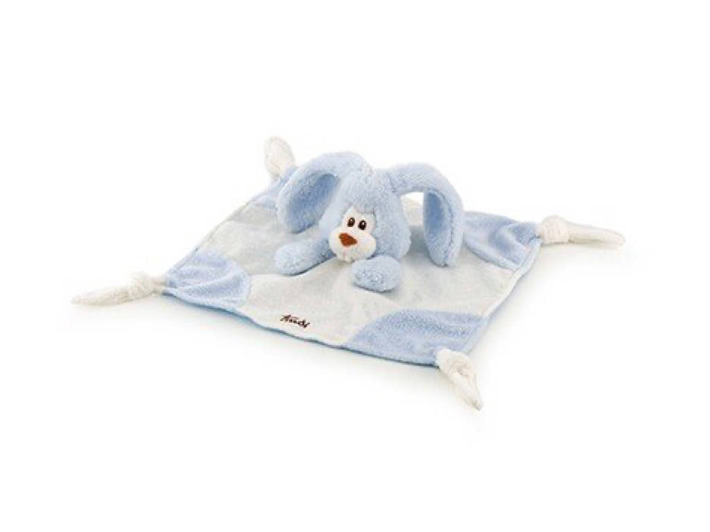 trudi-coniglio-doudou-azzurro-copertina-peluche-per-neonati image 1