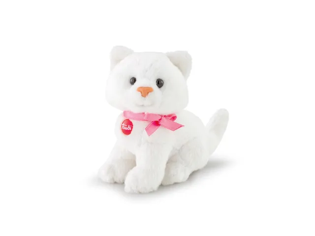 trudi-sweet-gattino-bianco-peluche-con-nastro-rosa image 1