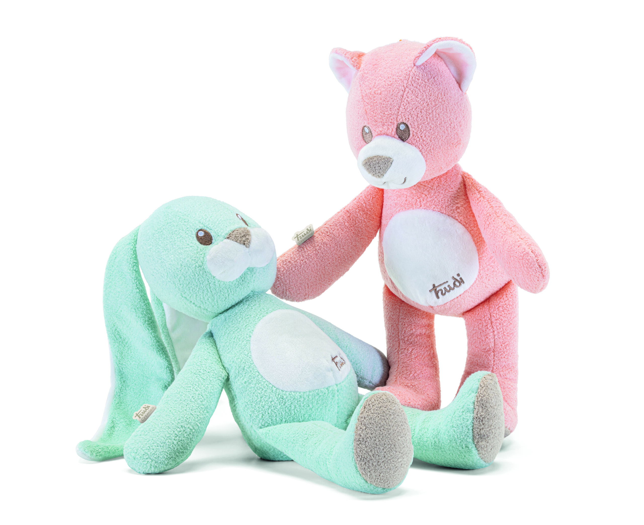 trudi-baby-coniglio-cremino-azzurro-peluche-neonato-morbido image 2