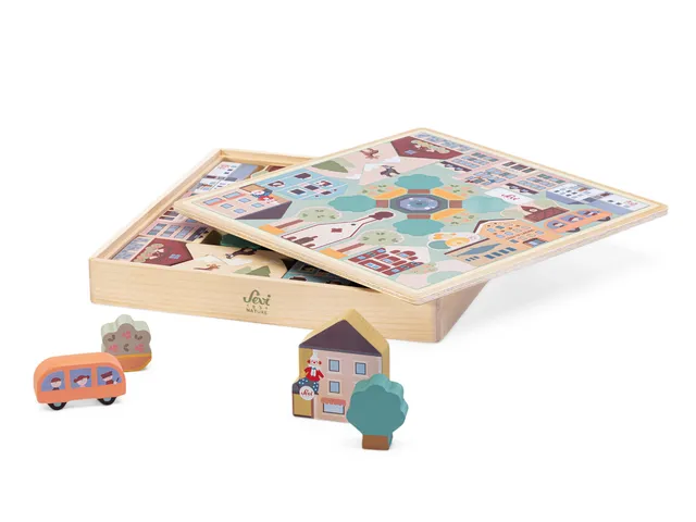 trudi-sevi-nature-play-puzzle-citt-ortisei-28-pz-con-tappeto-gioco image 1