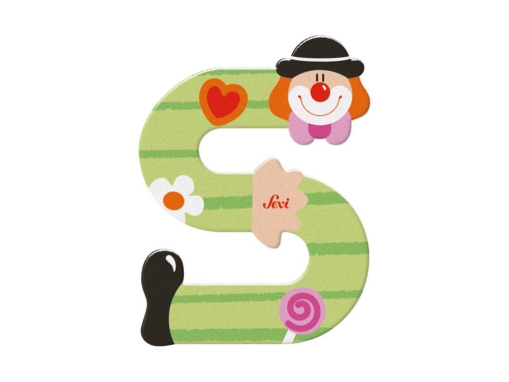trudi-lettera-s-clown-letterina-in-legno-decorata image 1