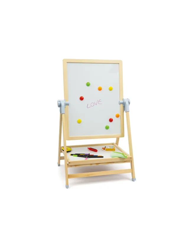 trudi-wood-eco-smart-lavagna-bifacciale-da-terra-con-10-magneti-e-12-gessetti image 1