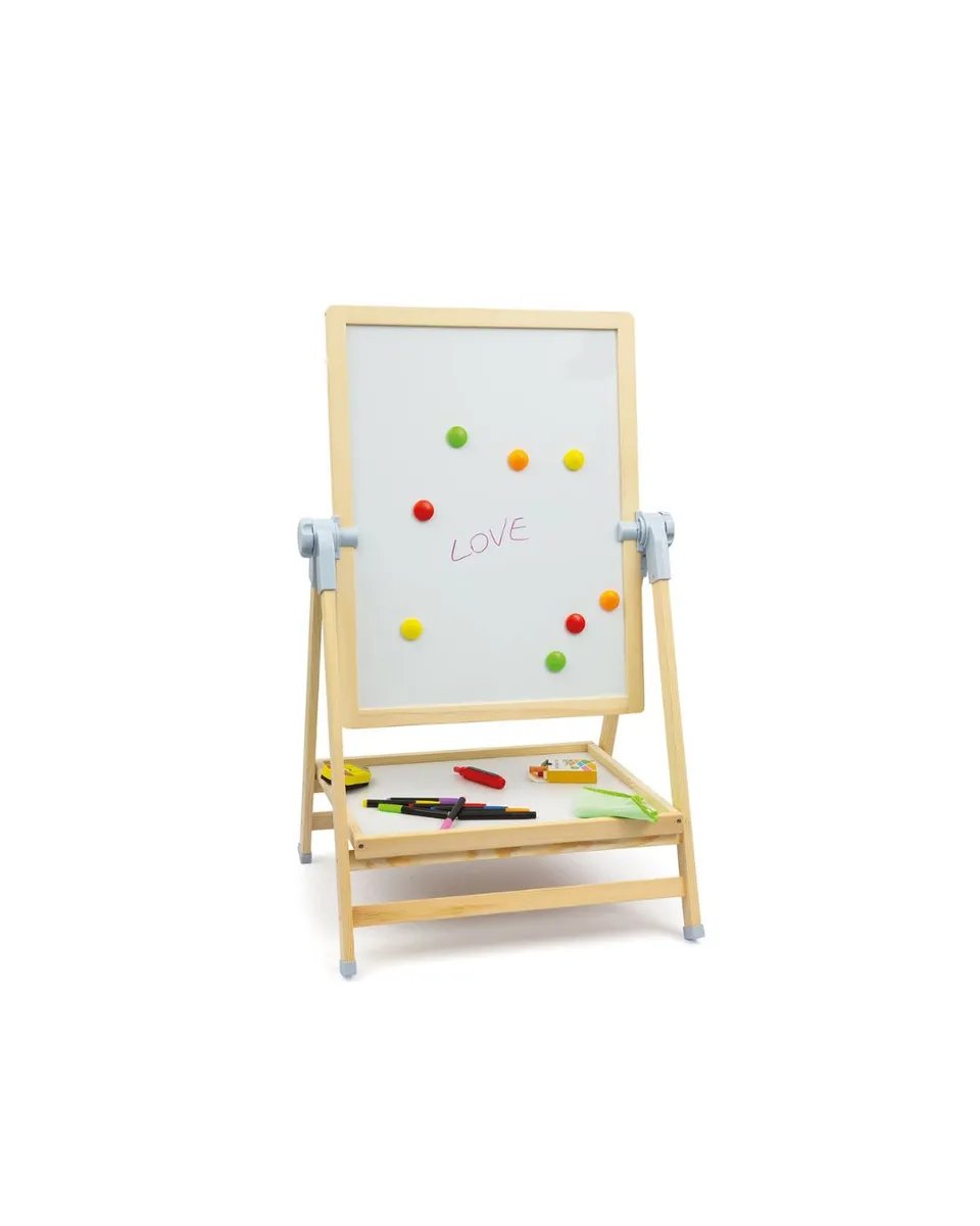 trudi-wood-eco-smart-lavagna-bifacciale-da-terra-con-10-magneti-e-12-gessetti image 1