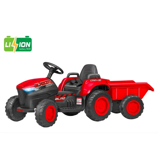 globo-giocattoli-trattore-elettrico-con-rimorchio-12v-radiocomandato-rosso image 1