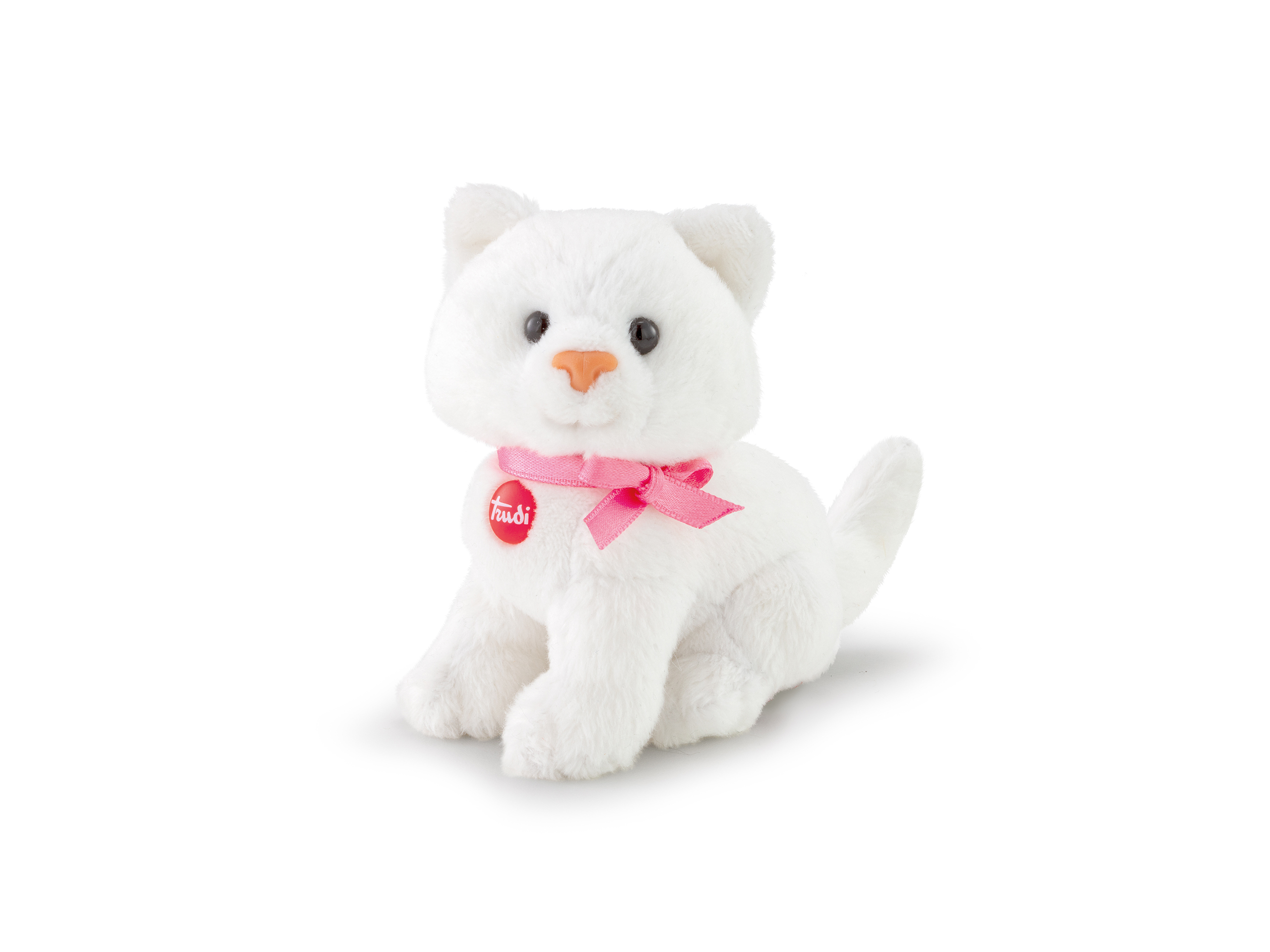 trudi-sweet-gattino-bianco-peluche-con-nastro-rosa image 1